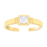 14kt Yellow Gold Womens Princess-cut Cubic-Zirconia Square Head Toe Ring